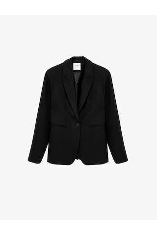 Koton Düğmeli Cepli Geniş Yaka Krep Blazer Ceket Siyah 6sak50039uw Siyah