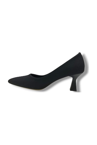 C-shoes 249-26 Mat Saten Orta Boy Topuklu Sade Kadın Stiletto Siyah