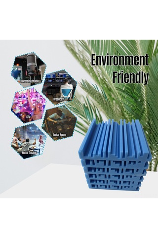 Hfambition Mavi Yüksek Yoğunluklu Köpük Akustik Paneller - Gürültü Emici, Yalıtıcı, Yangın Engellli, Düzensiz Geniş Frekanslı, 6 Adet 25x25x5cm 9.7''