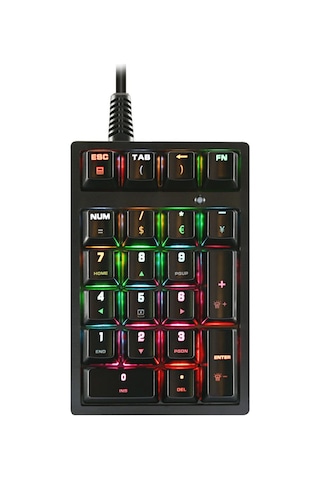 Rgb Mekanik Sayısal Tuş Takımı 21 Tuşlu Kablolu Numpad, Mavi Switch, Gaming & Ofis Klavye Siyah