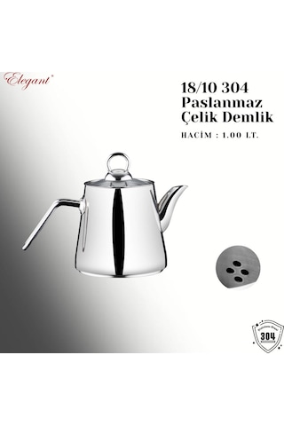 Piramit Orta Boy Çelik Kulplu Çaydanlık Takımı Çelik