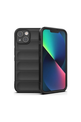 Rba Aksesuar Apple Uyumlu iPhone 13 Kılıf Esnek Tpu Oyuklu Arka Yüzey Tasarımlı Rba Etnik Silikon Kapak - Siyah Siyah