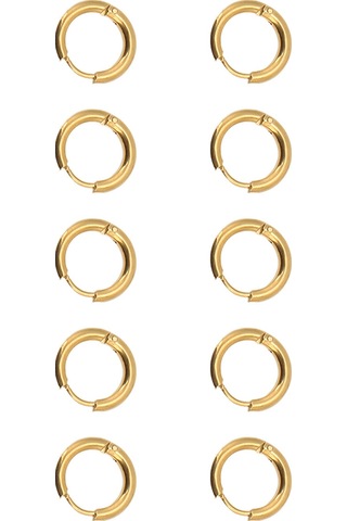 Moveevo Stainless Steel Gold Hoop Earrings 10 Adet/paket - Dıy El Sanatı İçin Uygun, 2.5mm Çap Ve 10mm İç Çap İle Dayanıklı Tasarım Diğer