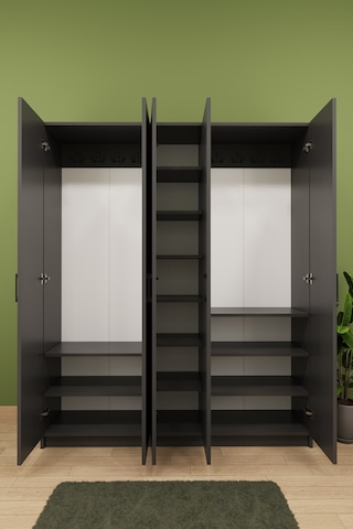 Lüks 5 Kapaklı Portmanto Askılı Vestiyer %100 MDF Ayakkabılık Dolabı V09