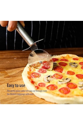 Paslanmaz Çelik Pizza Ruleti, Hamur Kesici, Profesyonel Mutfak Aleti 20 Cm Pizza Kesici Tekerlek Yapışmaz Bıçak,çe Diğer