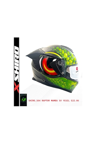 Shiro Fullfacc Raptor Mamb Motosiklet Kaskı Grafik Yeşil