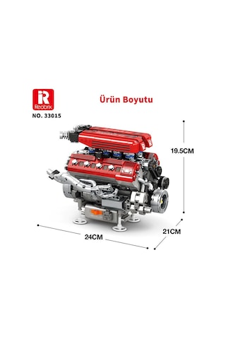 Reobrix Technic 33015 F1 Motor Engine Motorlu Yaratıcı Yapı Blok Seti Building Blocks- 1101 Parça