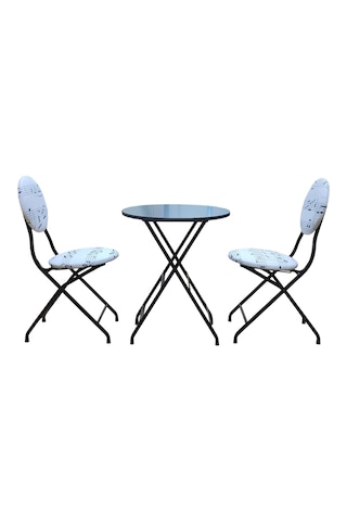 Katlanabilir Nota Desenli Metal Masa Ve Sandalye Takımı - 2 S