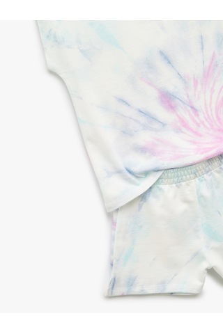 Koton Pamuklu Desenli 2'li Tişört Ve Şort Seti Beyaz Desenli 5skg10017ak Beyaz Desenli