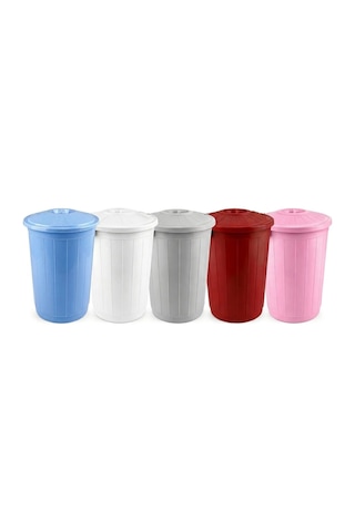 Çöp Kovası 70 Lt Çöp Kovası Kapaklı Büyük Boy Çöp Bidonu Dayanıklı Çöp Kovası - Gri Açık Bej