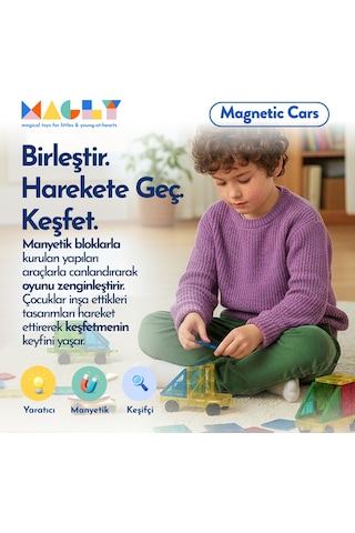 Magly Magnetic Cars Manyetik Araç Oyun Seti - Manyetik Yapı Blokları Araba Eklentisi