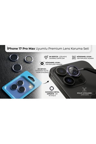 Apple iPhone 17 Pro Max Uyumlu Kamera Koruyucu Lens Lacivert