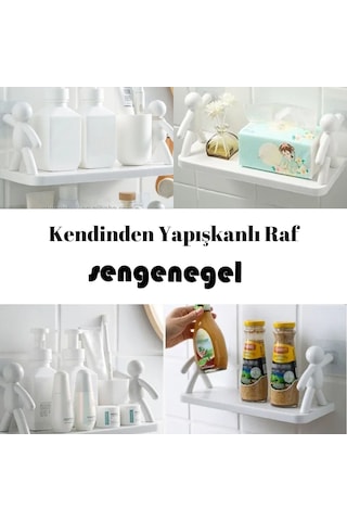 Sengenegel Kendinden Yapışkanlı Banyo Rafı Tarz Baharatlık Rafı Organizer Düzenleyici - 1 Adet