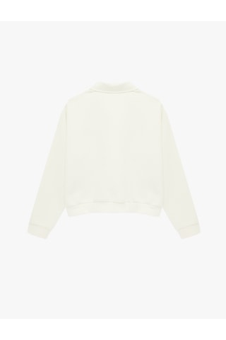 Koton Şardonlu Nakışlı Biyeli Cepli Oversize Fermuarlı Sweatshirt Ekru 6sal10151ık Ekru