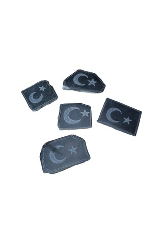El Yapımı Serpantin Taşı Üzerine Ay Yıldız İşlemeli Magnet