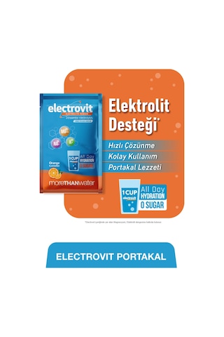 Electrovit Portakal Sodyum, Potasyum, Magnezyum İçeren Elektrolit Tozu 2 X 8 Saşe