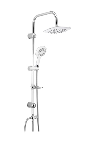 On2 Armatür Lüx Beyaz Yağmurlama Tepe Robot Duş Seti Pirinç Beyaz - Krom