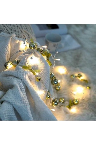 Maoyaya Noel Dekorasyon Işıkları - 20 Led'li 2 Metre Pil Ile Çalışan Sıcak Beyaz Işık, Şeffaf Kablolu Altın Top Diğer