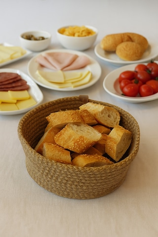 Kaan Home 13 Parça El Dokuma Kahvaltı Seti - 6 Supla 6 Çay Altı 1 Ekmek Sepeti Vegan Sunum Kahverengi