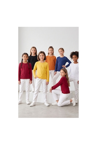 Kiagu Kız Erkek Çocuk Basic Tişört 6'lı Set Pamuklu Uzun Kollu Çocuk Tişört 2-13 Yaş T-shirt Çocuk Unisex 6'lı Uzun Kol Basic Tişört Seti 2-13 Yaş Pamuklu Penye 6'lı Set1