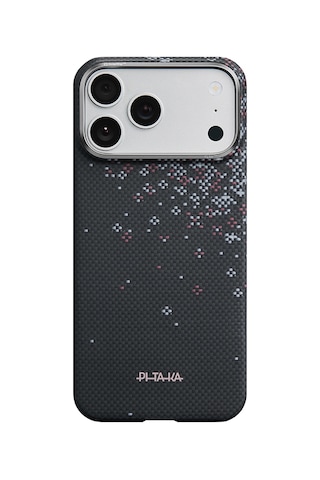 İphone 17 Pro Max Uyumlu Kılıf M-safe Şarjlı Aramid Fiber Pitaka Sakura Hours Serisi Kapak Siyah