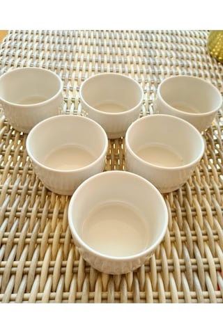 Nurev Porselen Lüx Sufle Ve Kek Fırın Kabı Kasesi 6 Lı Özel Şık Desenli 170 Cc 8509300100-9 Porsele