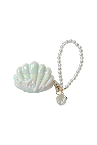 Folinda Airpods Uyumlu 4 Kılıfı Silikon 3d Deniz Kabuğu Desenli Parlak Renkli Perl Zincirli Koruyucu Kılıf Diğer