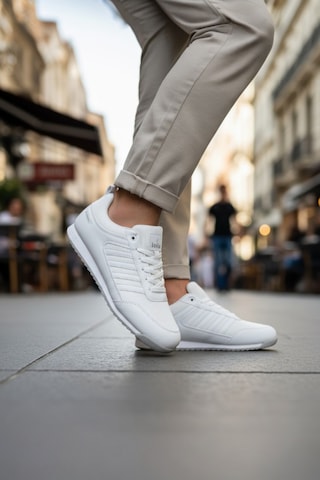 Enoch Erkek Beyaz Düz Taban File Panelli Yatay Şeritli Günlük Spor Ayakkabı Sneaker Beyaz