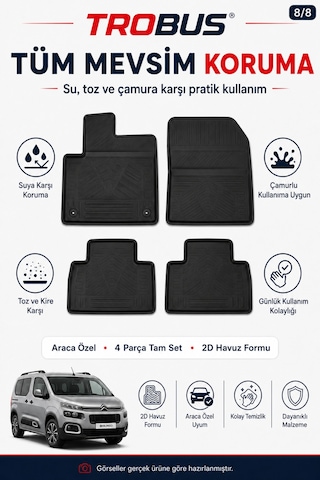 Trobus Citroen Berlingo 2019+ Kısa Şasi 2d Havuzlu Paspas