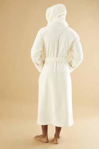 Uzun Kapüşonlu Triga Bambu Cotton Bayan Bornoz Krem