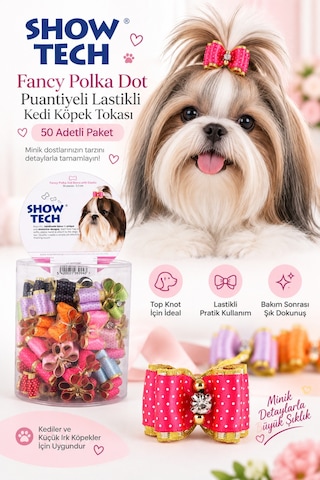 Show Tech Fancy Polka Dot Lastikli Toka 50 Parça Beyaz