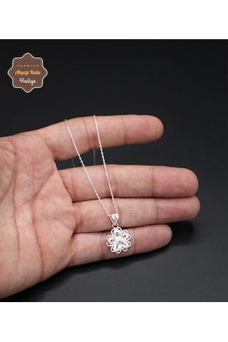 Çiçek Model 925 Ayar Saf Gümüş Telkari Kadın Kolye 201024662 Gümüş