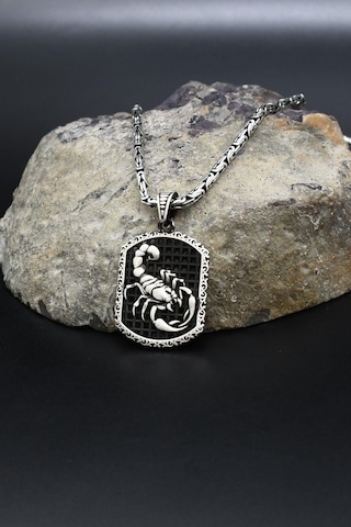 Akrep Figürlü 925 Ayar Gümüş Kolye Kral Zincir 2mm 902419 Gümüş