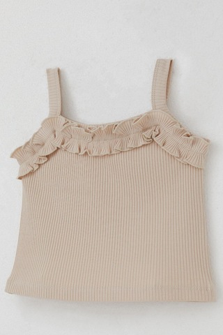 Breeze Kız Çocuk Askılı Crop Tişört Fırfır Detaylı 8-14 Yaş, Bej Bej