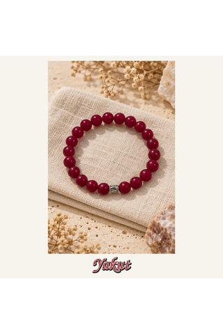 Yakut Taşı Bileklik 8 Mm, Unisex, Elastik Çok Renkli