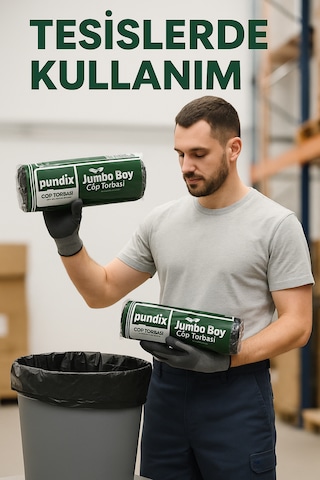 Pundix Pundıx J500 Endüstriyel Çöp Poşeti 80 110 Cm Jumbo Boy Kalın Seri 1 Koli 20 Rulo / 200 Adet Dayanıklı, Sızdırmaz Ve Geniş Hacimli Çöp Torbası
