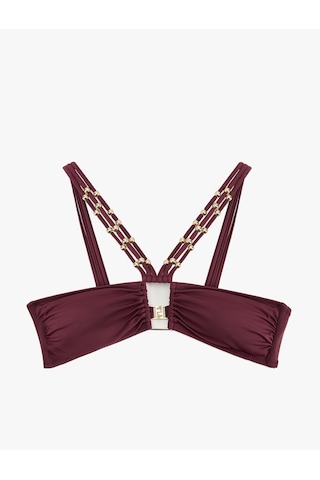 Koton Pencere Detaylı Çapraz Askılı Boncuklu Bikini Üstü Bordo 5sak10207mm Bordo