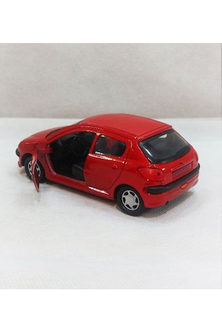 Peugeot 206 - Metal - Çekbrak - Kırmızı 13cm 1:36 Çok Renkli