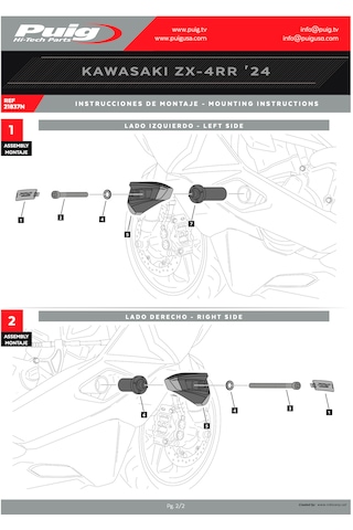 Kawasaki Zx4r Zx4rr Ninja 2024-2025 Puig Pro 2.0 Koruma Takozu Gri