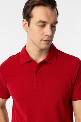Süvari Kırmızı Slim Fit Düz Polo Yaka Tişört Kırmızı