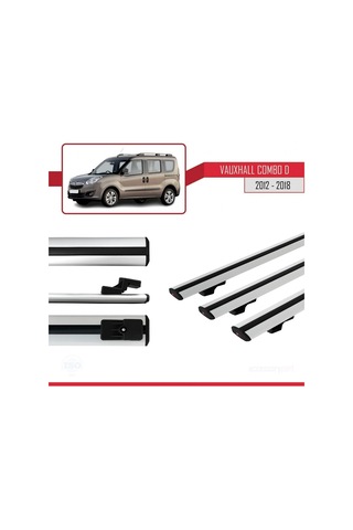Vauxhall Combo D 2012-2018 Arası İle Uyumlu Basic Model Ara Atkı Tavan Barı Gri 3 Adet