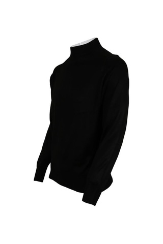 Erkek Siyah Kazak Yarım Balıkçı Yünlü Klasik Normal Kesim Rar0079