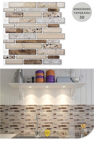 Trendpoint 3d 30 30cm Mutfak Tezgah Arkası Kaplama Pvc Kendinden Yapışkanlı Mozaik Görünüm Banyo