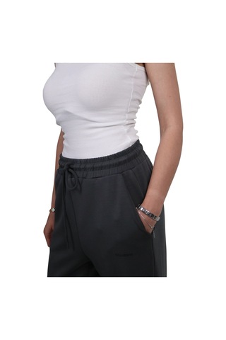Kadın Modal Kumaş Lastikli Paça Gri Jogger Pantolon Gri