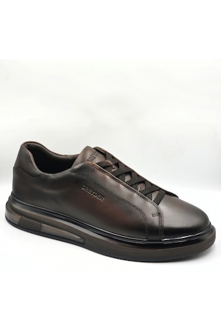 Greyder 64726 Kahve Hakiki Deri Slip-on Bağcıklı Erkek Deri Sneaker Ayakkabı