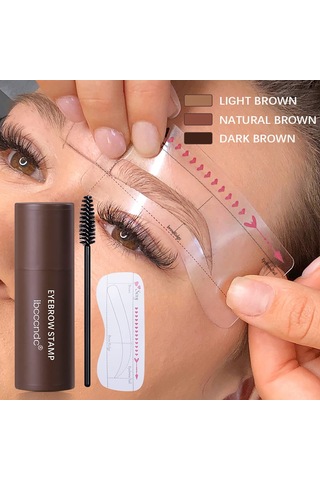 Shineyee 12 Şablonlu Kalıcı Su Geçirmez Kaş Tozu Seti - 2 Fırça Ve Doğal Kahverengi Kaş Gölgelendirme