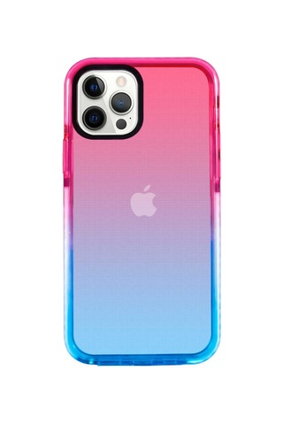 Apple Uyumlu iPhone 12 Pro Max Kılıf Zore Renkli Punto Kapak Pembe - Mavi