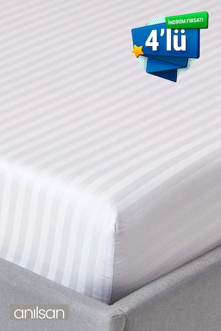 4'lü Çizgili Saten Lastikli Çarşaf Tek/çift Kişilik,83tel