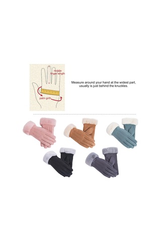 Geeroyoo Kadınlar İçin Kışlık Ekstra Kalın Dokunmatik Ekran Eldiveni - Süet Deri, Sürüş Ve Bisiklet Kullanımı İçin Süet Üç İplik Haki