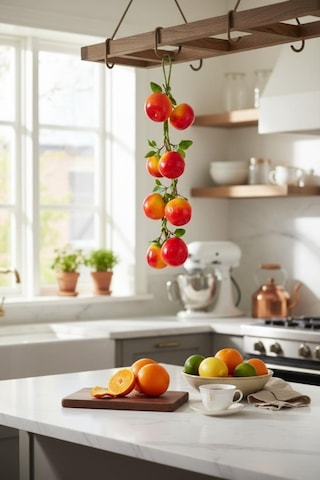 Yapay Domates Salkımı Süs 8 Domatesli Dekoratif Yapay Meyve Sebze Turuncu